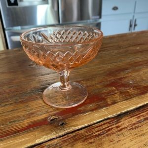 U.S. Glass Co. Diamond and Floral Footed Dessert Dish